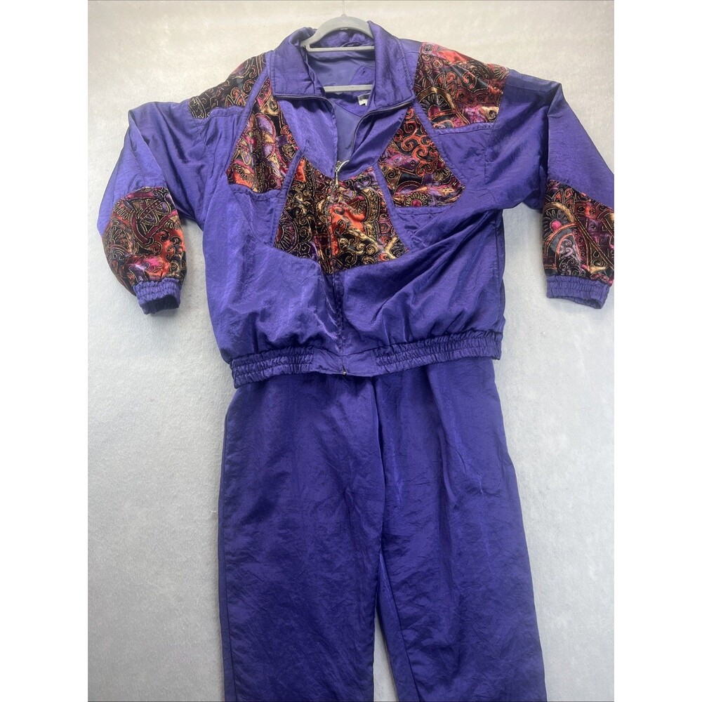 Lavon Vintage Cheerful Corp Womens M Purple Southwest Retro Geo Track Suit